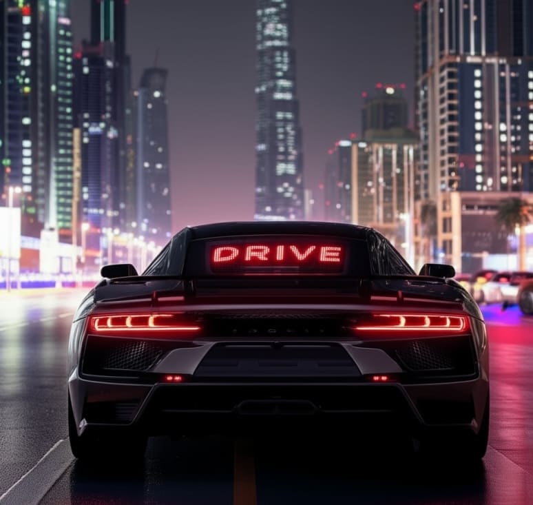 Luxury car with Flexi LED panels installed